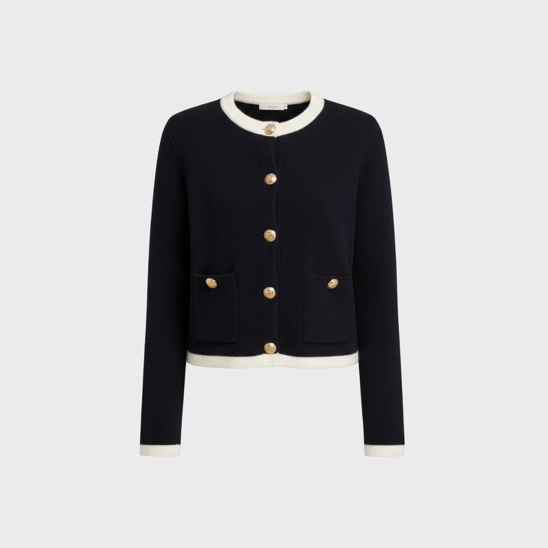 CARDIGAN MIT KONTRASTBESATZ