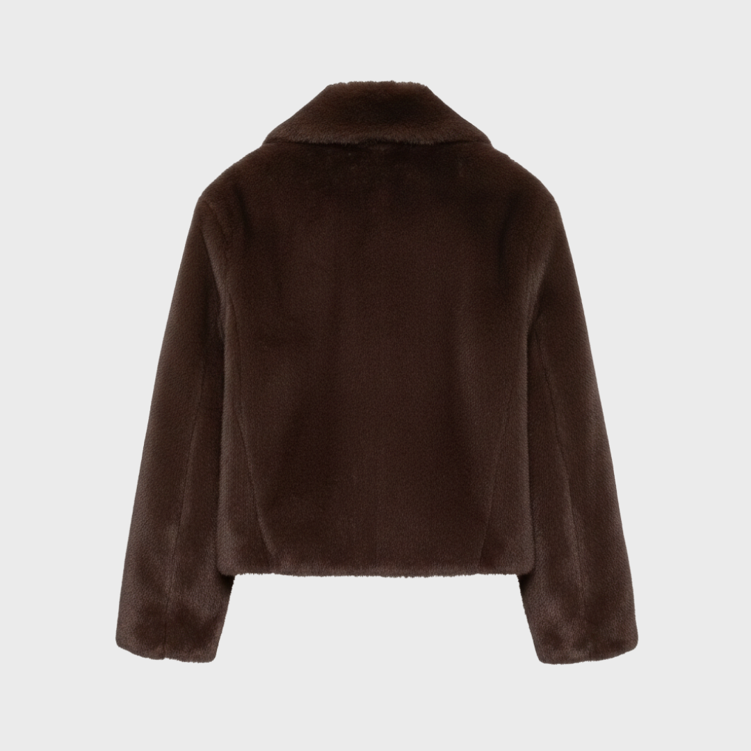 KURZE KUNSTFELLJACKE MIT KRAGEN