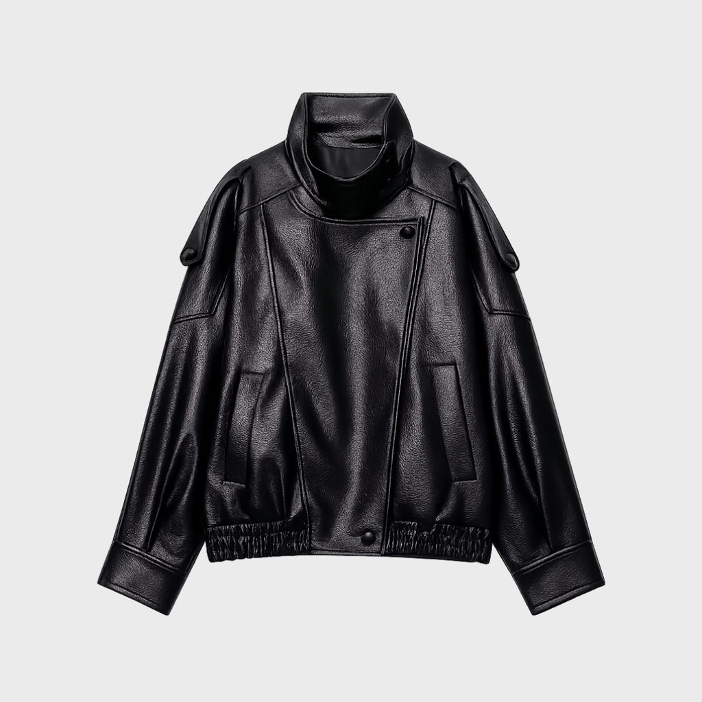 LEDERJACKE MIT HOHEM KRAGEN