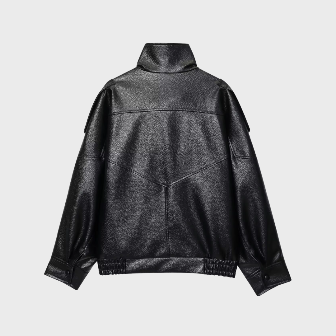 LEDERJACKE MIT HOHEM KRAGEN