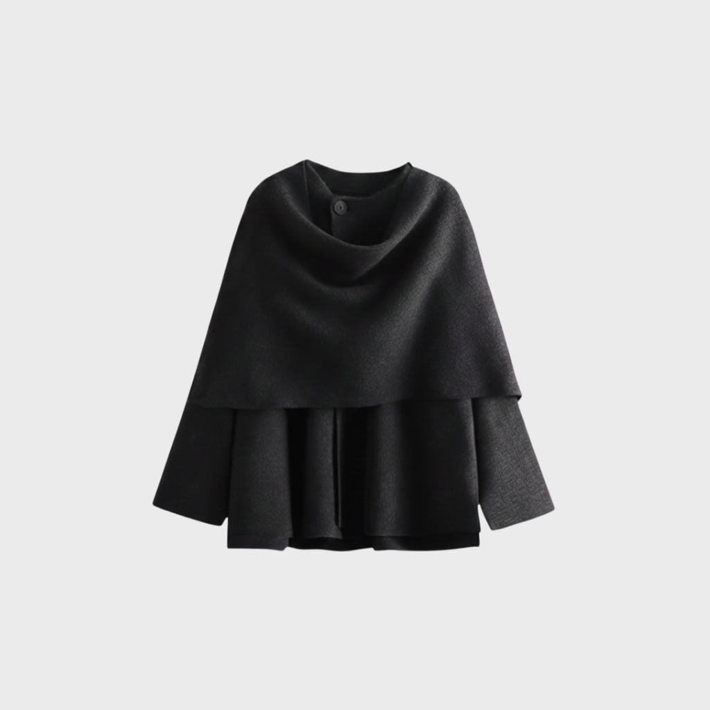 PONCHO MIT DRAPIERKRAGEN