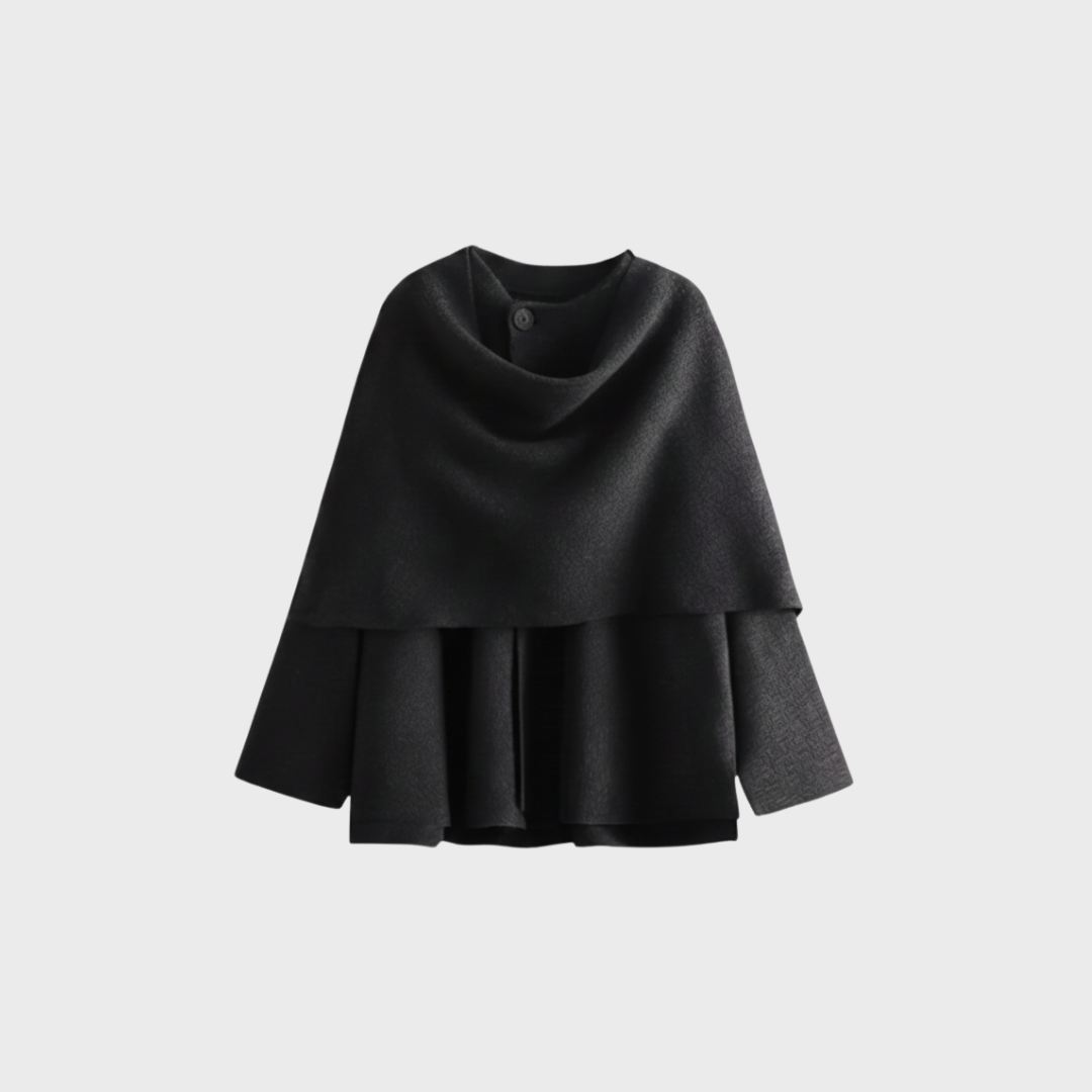 PONCHO MIT DRAPIERKRAGEN