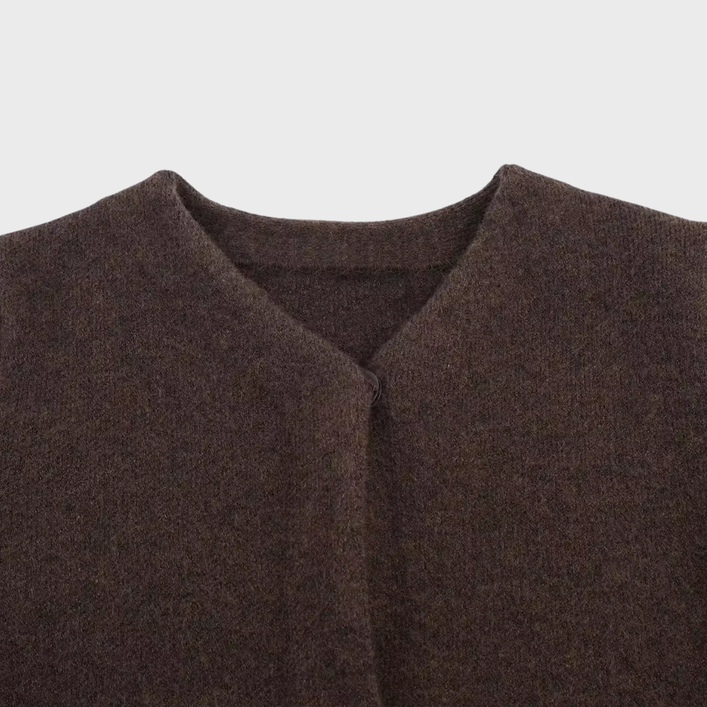 PATCHWORK-STRICKJACKE MIT KUNSTFELLBESATZ