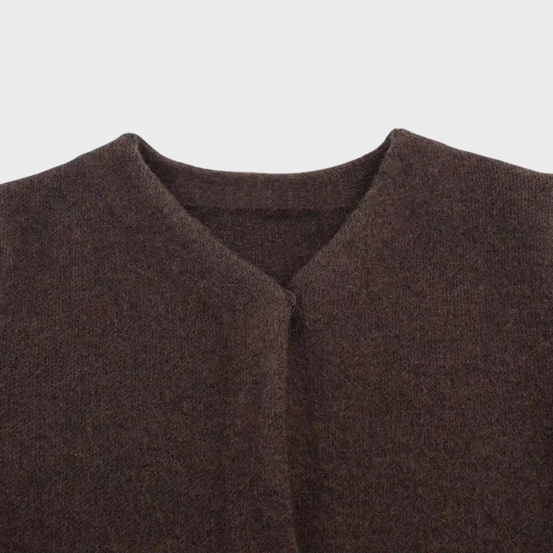 PATCHWORK-STRICKJACKE MIT KUNSTFELLBESATZ