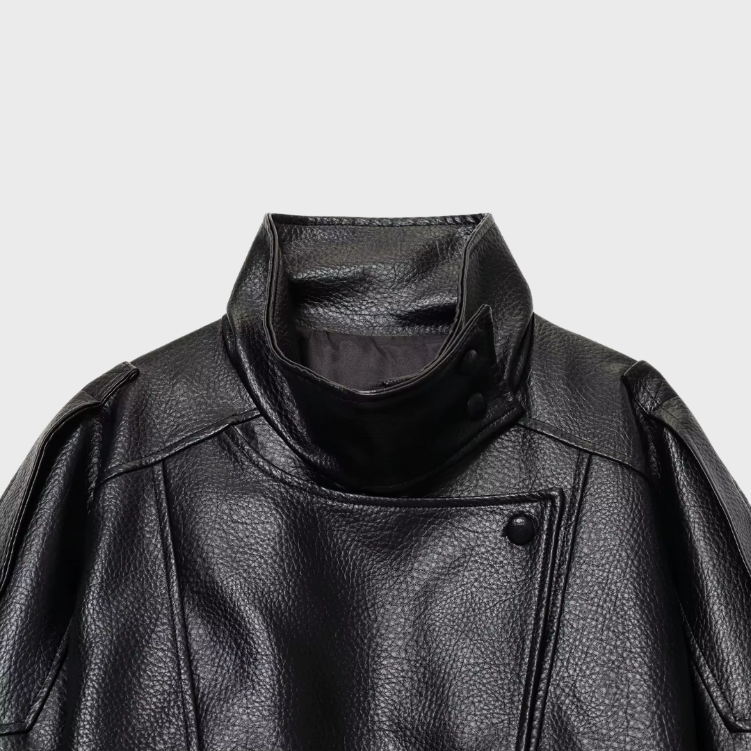 LEDERJACKE MIT HOHEM KRAGEN