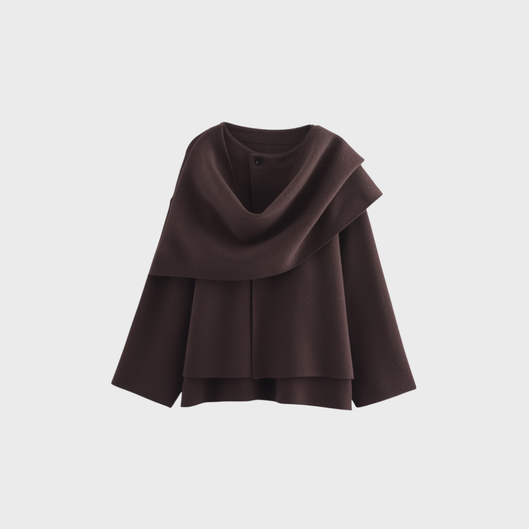 PONCHO MIT DRAPIERKRAGEN