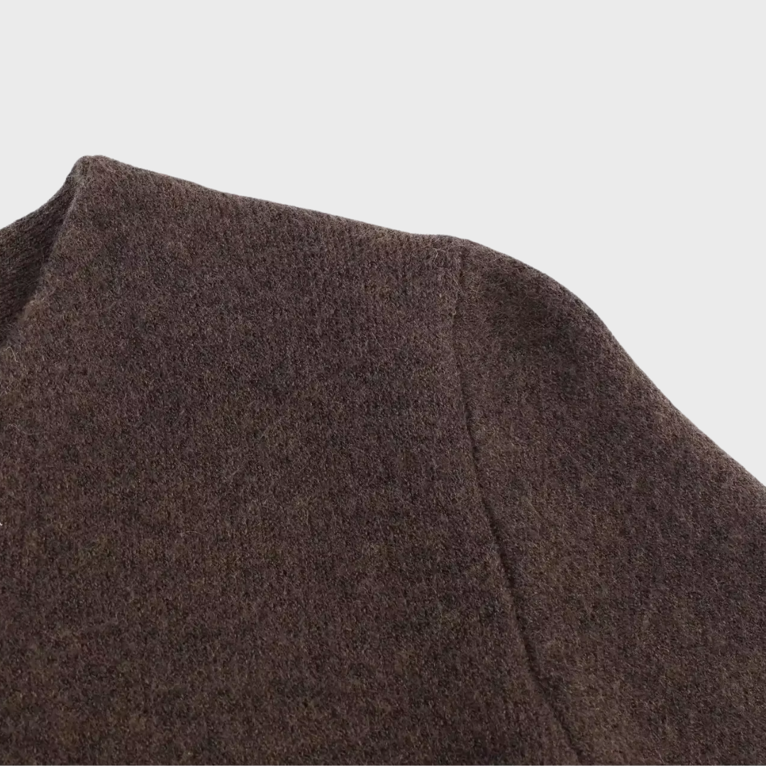 PATCHWORK-STRICKJACKE MIT KUNSTFELLBESATZ