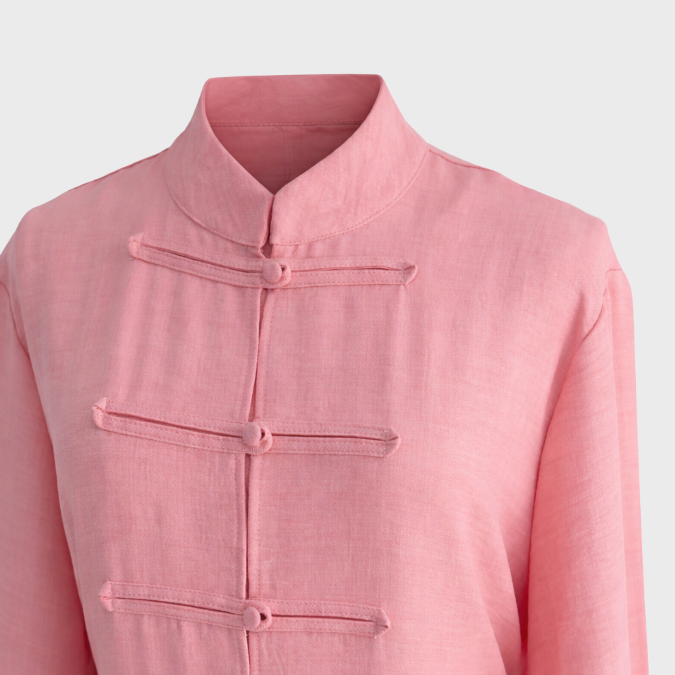 MAXIKLEID MIT STEHKRAGEN UND ZIERKNOPFLEISTE