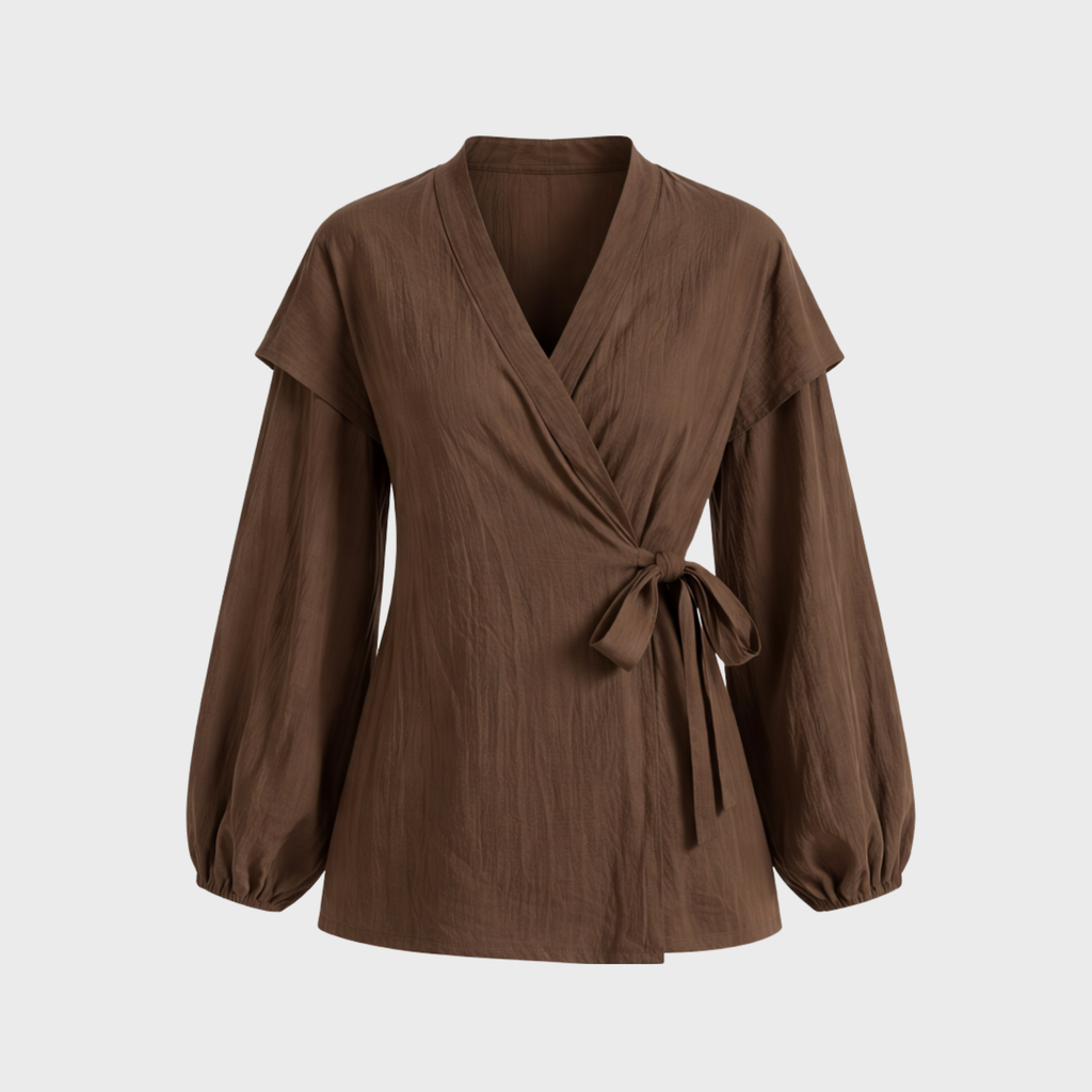 WICKELBLUSE MIT LANGEM ROCK