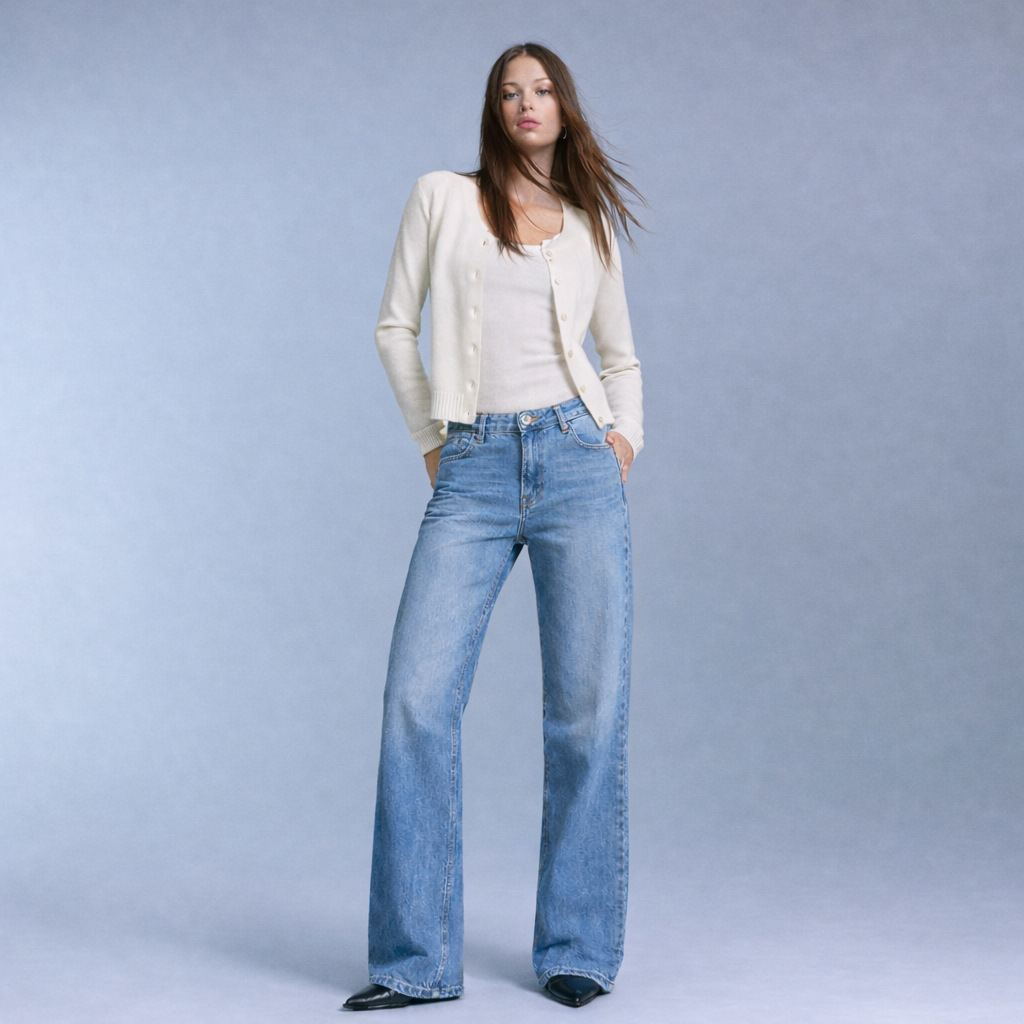 JEANS MIT LEDERTASCHEN