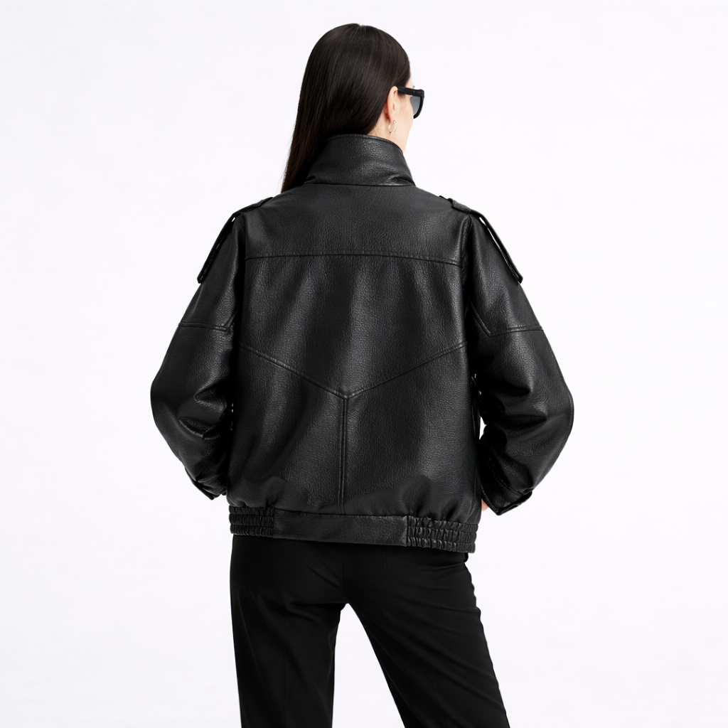 LEDERJACKE MIT HOHEM KRAGEN