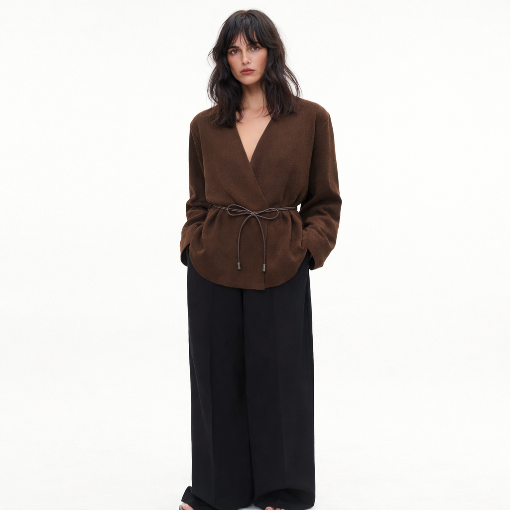 STRICKJACKE MIT BINDEGÜRTEL