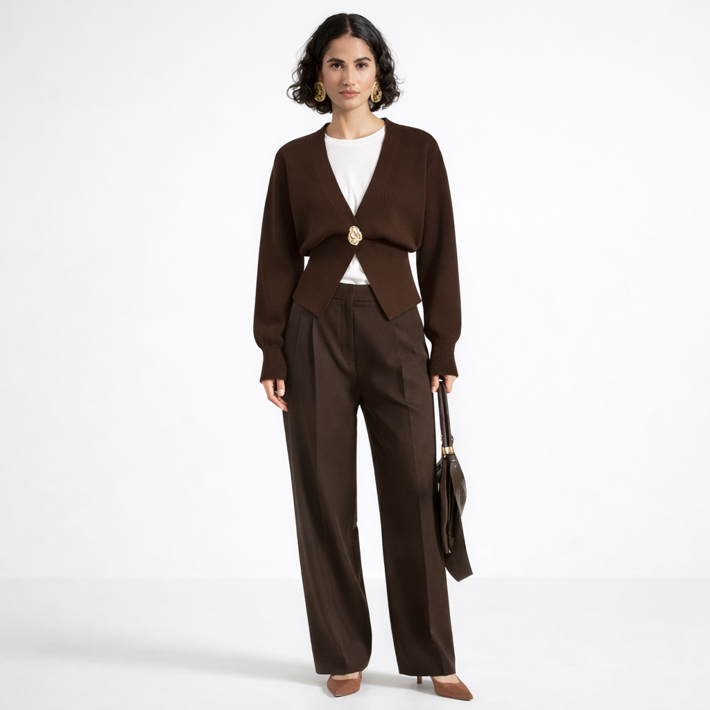 KURZER CARDIGAN MIT ZIERKNOPF