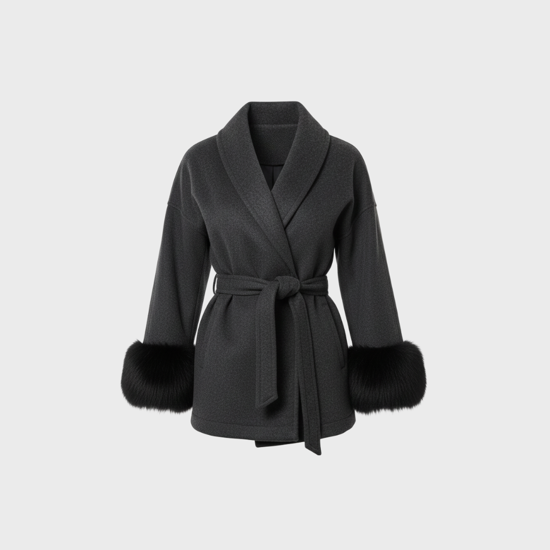 MANTEL MIT FELLBESATZ