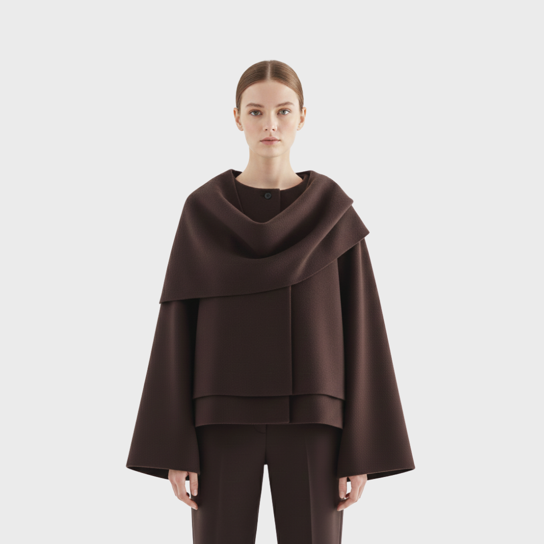 PONCHO MIT DRAPIERKRAGEN